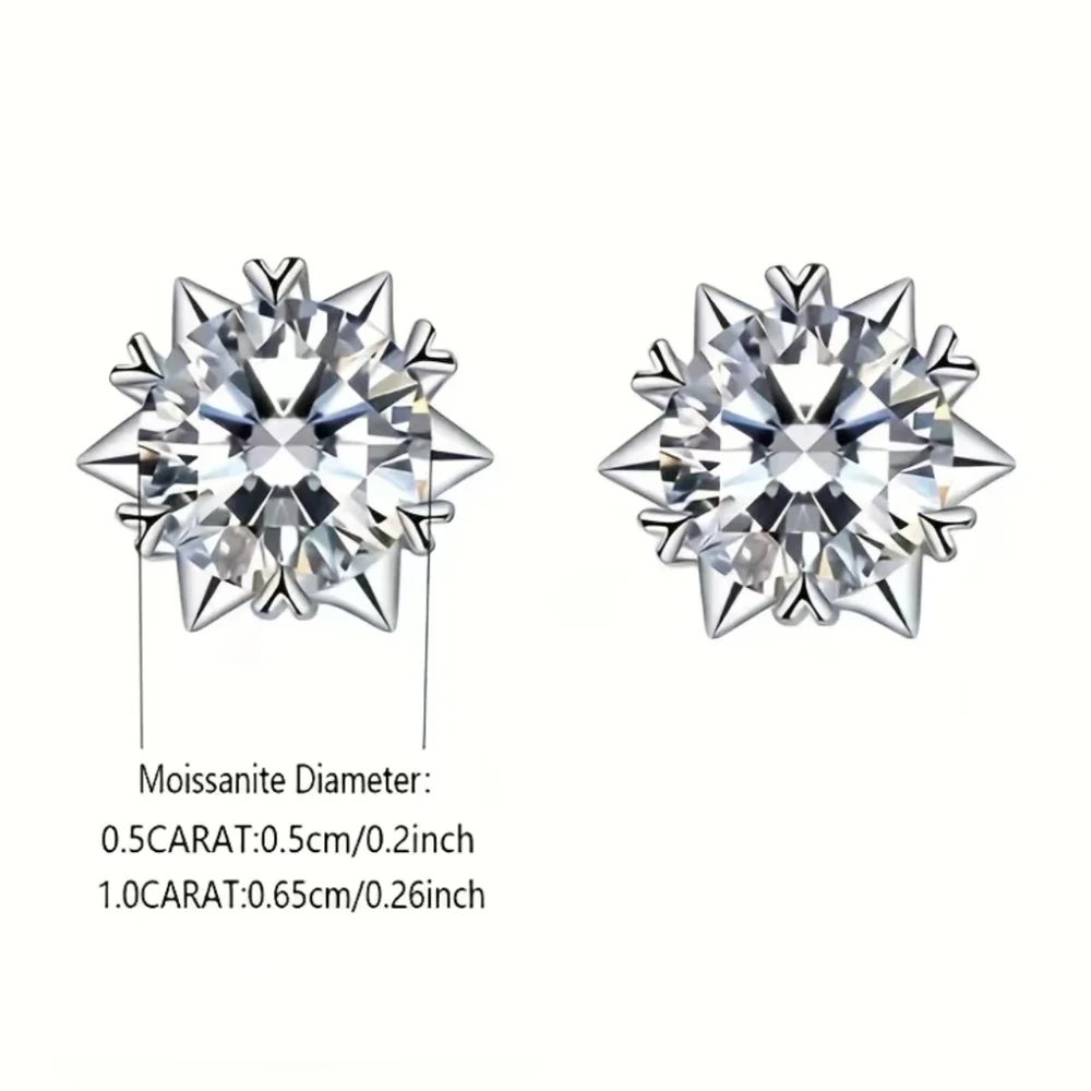 1ct MOISSONITE Diamond EARRINGS. GENUINE CERTIFIED Starburst 18kg / 925 Sterling - Picture 2 of 12
